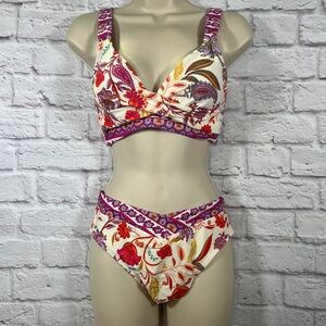 Cupshe Boho Paisley Bikini Set - Pink Purple
